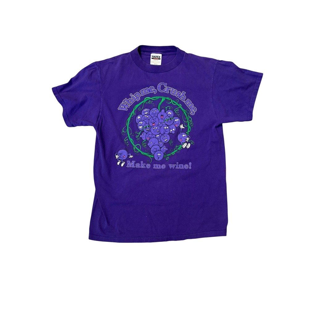Vintage Y2K Kinky Wine Graphic Tee M Purple Tultex USA Cotton Bondage Funny